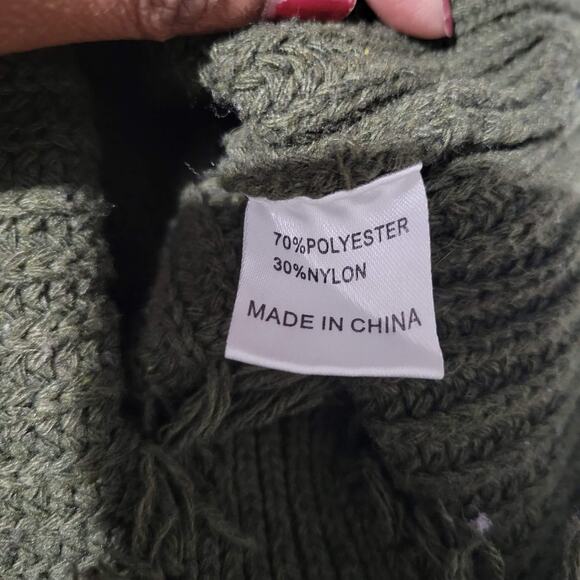 Seek the Label Distressed Sweater Olive Green Ribbed Knit Pullover Size Medium - Picture 11 of 13